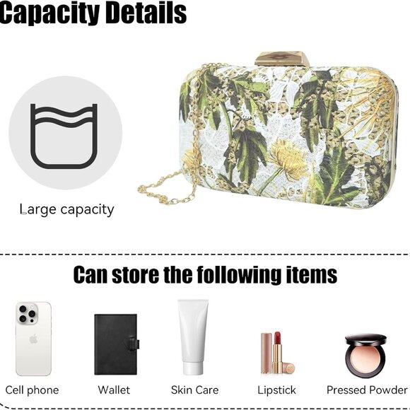 Women's Straw Clutch Purse Summer Beach Evening Bag Crossbody Lace Floral - Picture 4 of 7